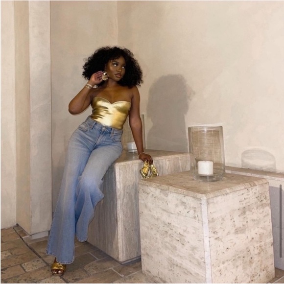 Zara Gold KNIT BUSTIER TOP - Picture 7 of 16